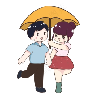 手绘卡通古典情侣装饰素材