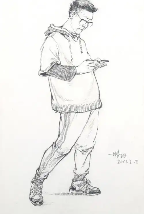 优秀速写人物图集单人动态速写作品12张