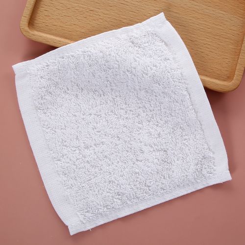 幼儿园加厚擦嘴q小方巾口水手帕全棉白色擦手儿童四方形毛巾15厘