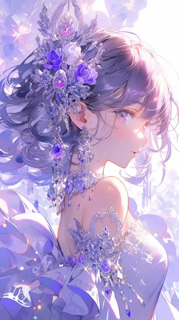 ai绘画第三十五期(紫发系列) 紫发的妹子,静谧