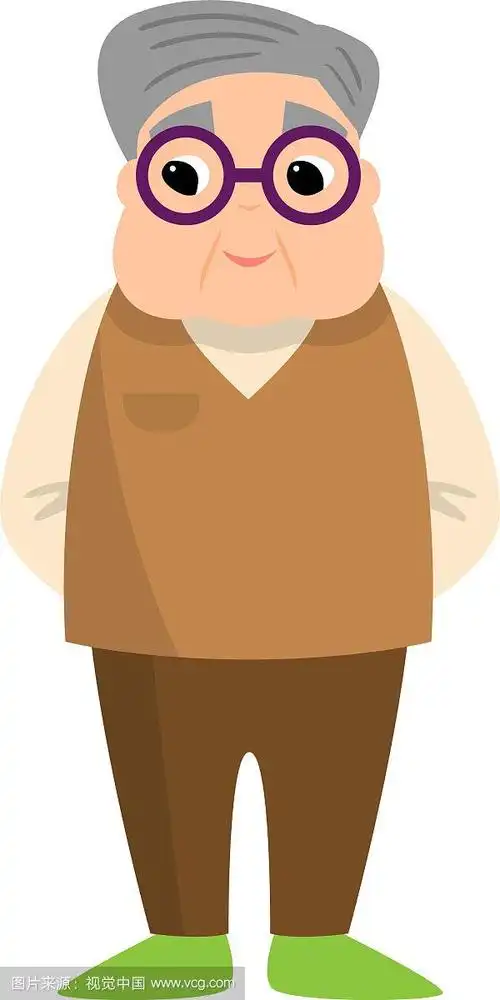 可爱的白发老人等着他的朋友