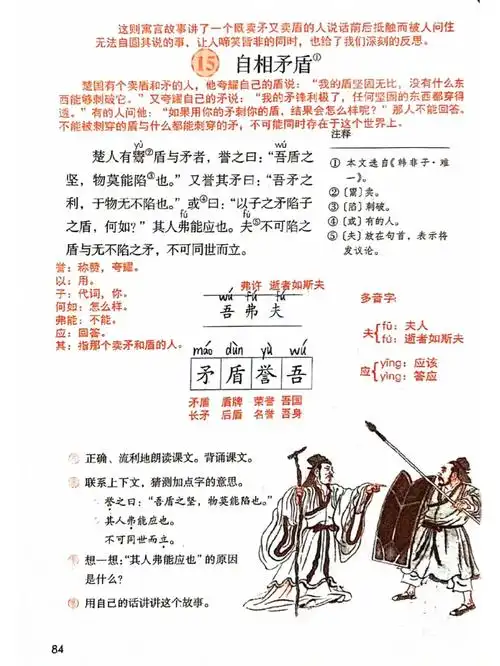 五下语文15《自相矛盾》课堂笔记