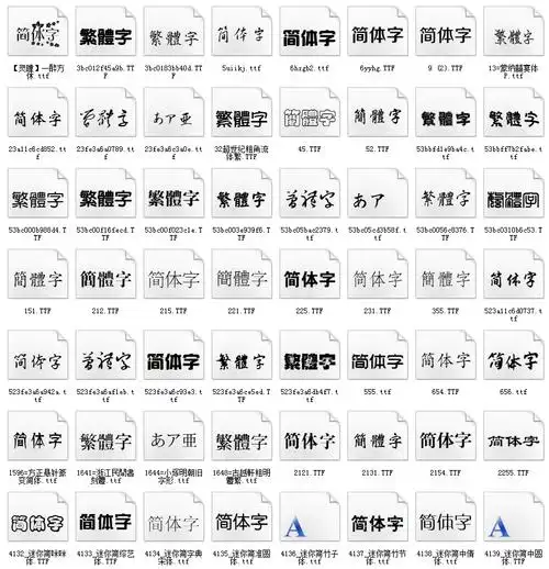 素材图片设计常用中文字体2000多款ttf格式中文设计素材
