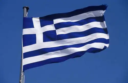 无人,横图,室外,旗帜,国旗,希腊,欧洲,波纹,符号,图像,蓝色,天空,摄影
