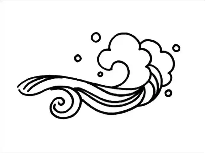 漂亮的海浪简笔画怎画呢?其实像云朵差不多,画出吹起的浪花就好.