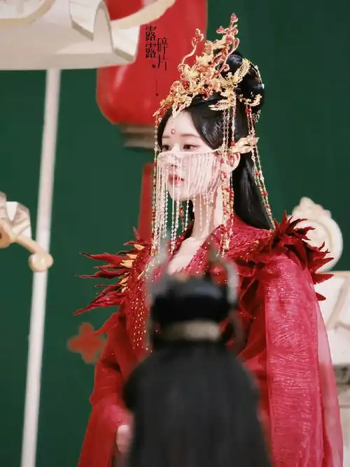 赵露思《神隐》红色婚服脸链造型饭拍路透……__财经头条