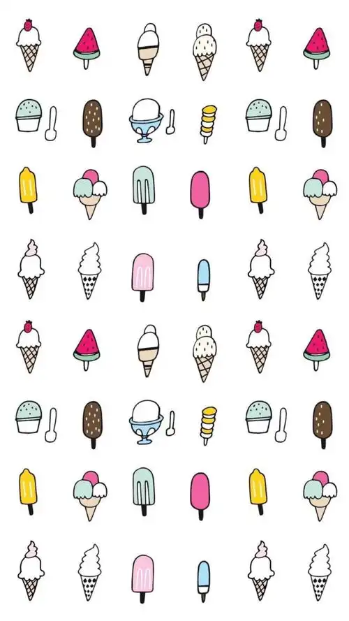 平铺白底卡通简洁手机壁纸锁屏壁纸