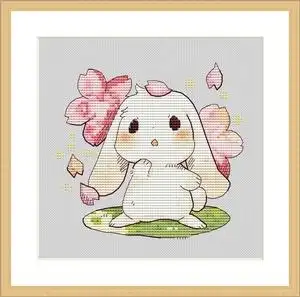 春三十娘 十字绣dmc线r线自配套件 樱花兔子