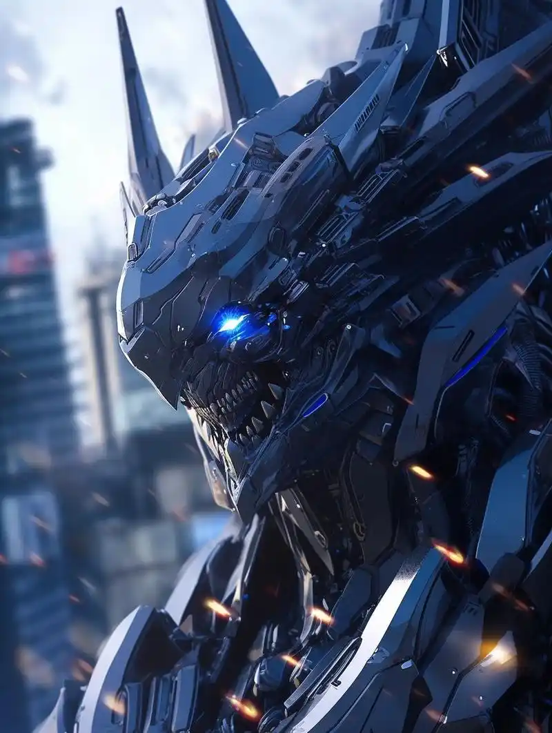 关键词:巨物恐惧症,穿着机械盔甲的巨型机器人,运动模糊,赛博朋克,超