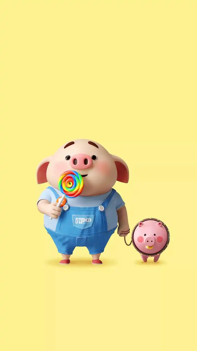 微信背景壁纸图,卡通猪小屁,2019祝大家诸事顺利篇