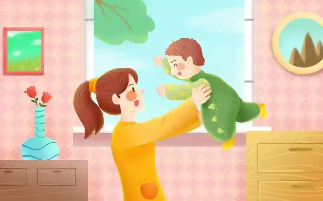 温馨母子一起吃饭吃火鸡感恩节背景海报素材彩色卡通手绘剪影渐变水墨