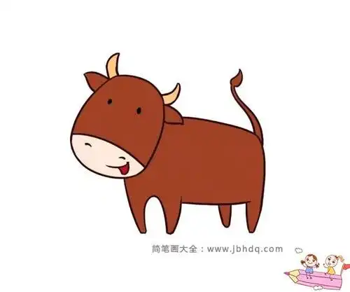 可爱小牛儿童简笔画