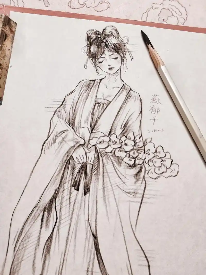 古风人物速写练习.这张也发发#速写 #古风插画 #画画 #速 - 抖音