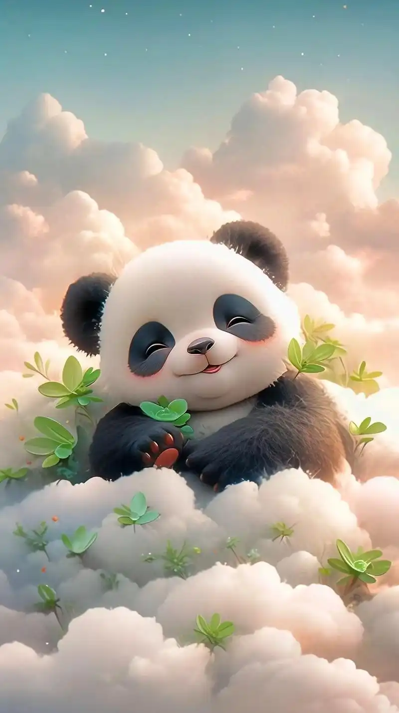 可爱的熊猫来啦#治愈系 #插画 #大熊猫 #送你一张壁纸 # - 抖音