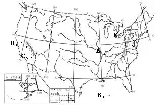 读美国简图,完成下列问题.