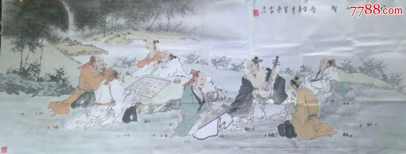 李向东-精品国画-竹林七贤