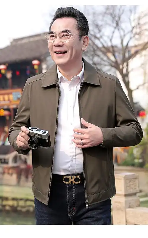 袋鼠爸爸装外套男春季新款中年男士休闲翻领夹克40岁50中老年男装干部