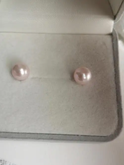 明标价 8.5樱花粉珍珠耳钉 220/对 粉嫩