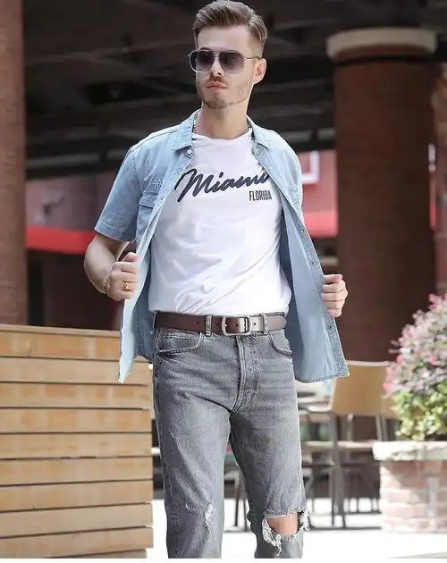 杰西登敦轻奢品牌 皮带男士真皮针扣休闲腰带男牛皮牛仔裤腰带棕色