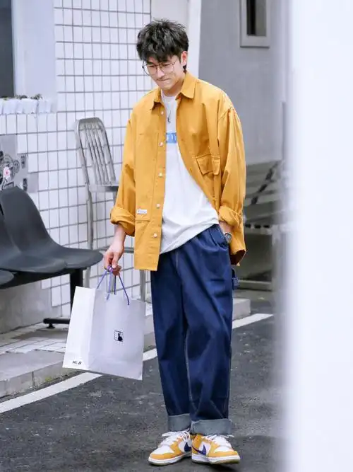 ootd男生开学穿搭男友风衬衫搭配78