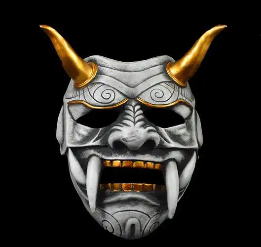 日式赤般若cos恐怖鬼脸獠牙魔王树脂万圣节集会演出面具挂摆件