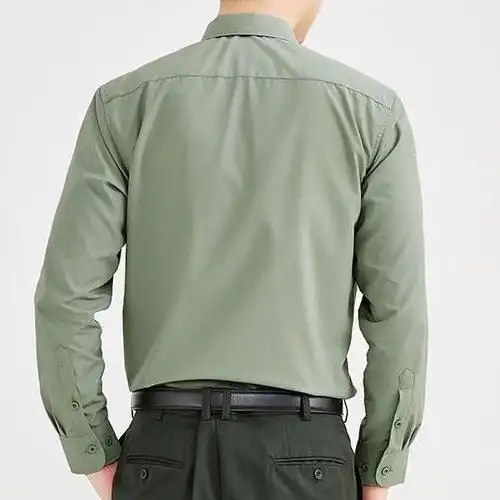 添光陆军式长袖衬衣商务职业宽松大码衬衫军绿色内衬衣职业衬衫春秋
