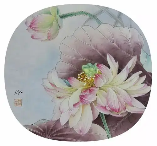 郑玲玲工笔荷花作品欣赏