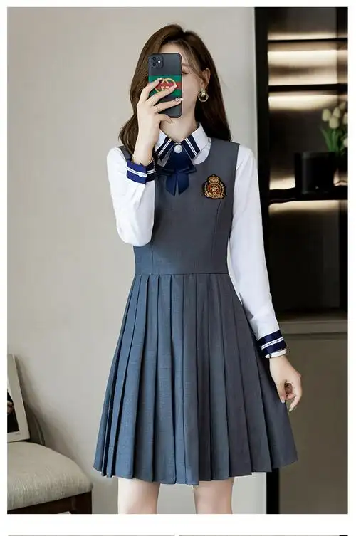 英伦学院风校服套装高中学生制服女百褶裙技校班服幼师西装制服 - 17