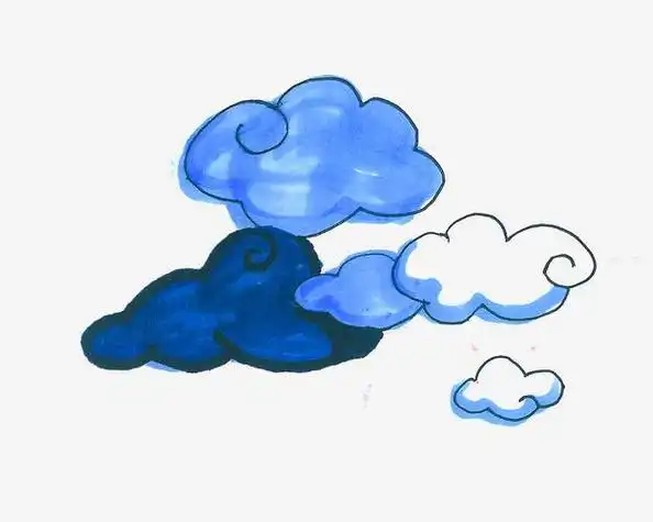 蓝色简笔画云朵