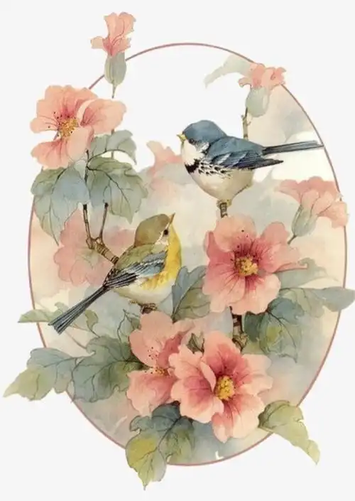 中国风水彩花鸟