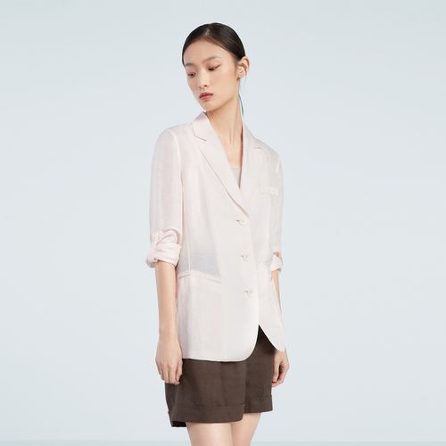 春夏热卖女装三粒扣可卷边19mm丝麻微收腰西服外套