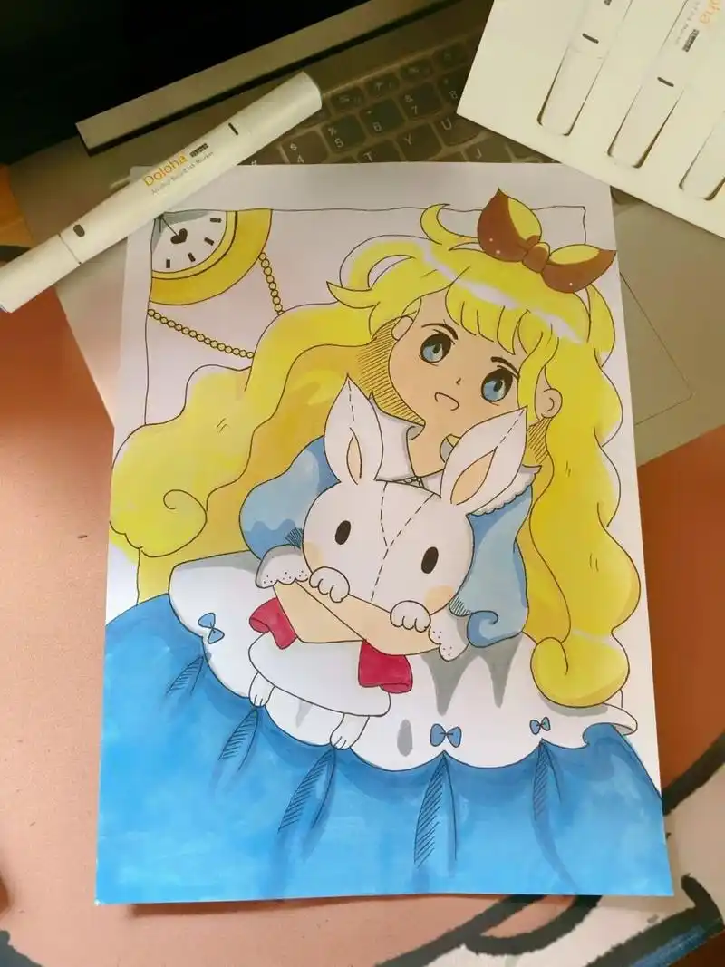 马克笔7815简笔画7815卡通画7815爱丽丝梦游仙境 画的不