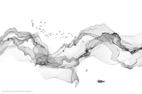 抽象水墨画 插画 黑白 山 创意 清新 艺术 素材 酷 唯美 线条 抽象