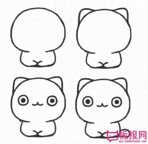 猫咪简笔画画法教程9种铅笔画萌猫简笔画合集q版小猫可爱简笔画可爱呆