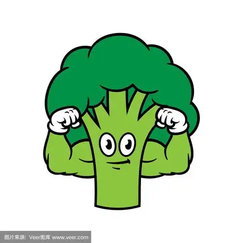 西兰花,卡通,鼓起肌肉,健美身材,性格