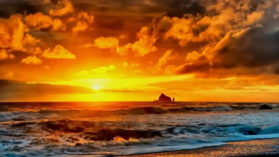 风景,日落,大海,夕阳,日薄西山壁纸