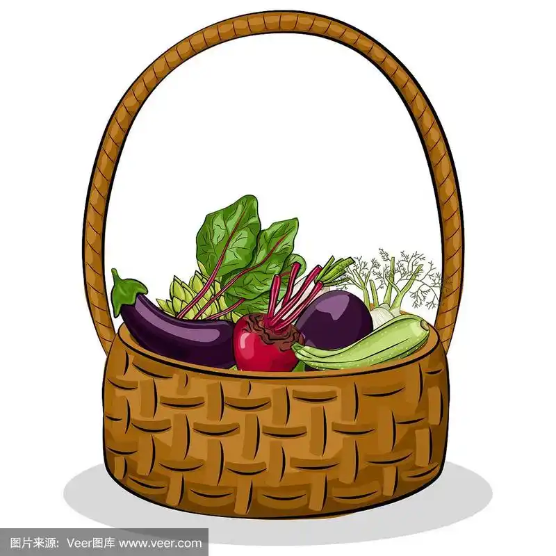 蔬菜,篮子,清新,绘画插图,卡通