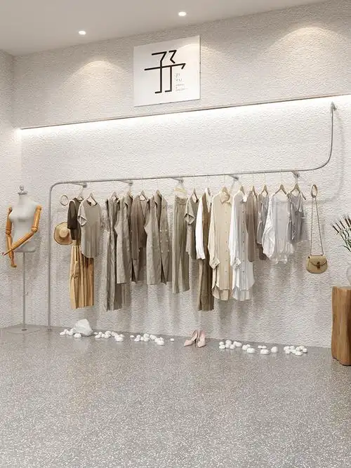 媚斯特装修女装展示架落地式服装店店设计挂衣布置效果图货架不锈