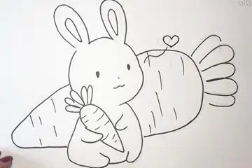 呆萌小兔子吃萝卜 可爱兔子简笔画步骤