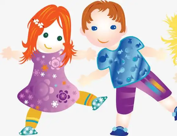 手绘欢乐玩耍儿童卡通