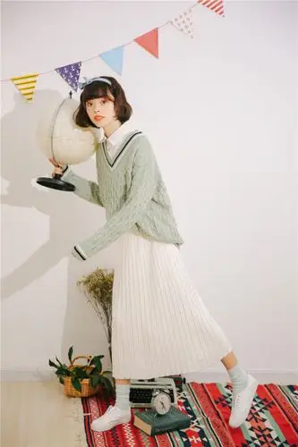 2017秋冬季新品学生小清新毛衣日系宽松百搭针织衫女学院风v领潮