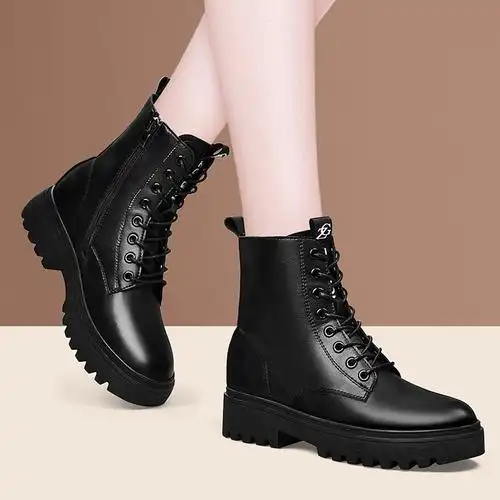 盾狐英伦马丁靴女士皮鞋2020秋冬季新款厚底真皮短靴靴子女鞋冬天