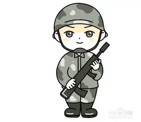 站岗卡通爱军人简笔画