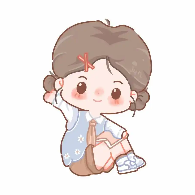 坐姿q版小女生分享.坐姿软萌学生妹#q版可爱卡通头像#张大桃 - 抖音