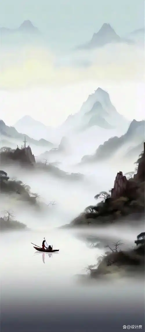 水墨风系列云海泛舟