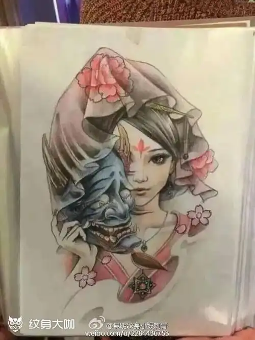 般若艺妓_纹身图案手稿图片_银师/school的纹身作品集