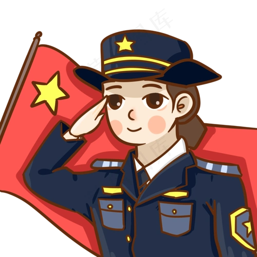 八一建军节敬礼的女警察2000x2000dpi299psd模版下载