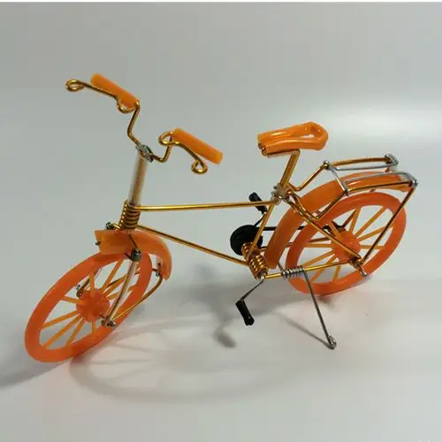儿童自行车玩具纯手工制作合金车模铁艺自行车模型摆件小创意礼品