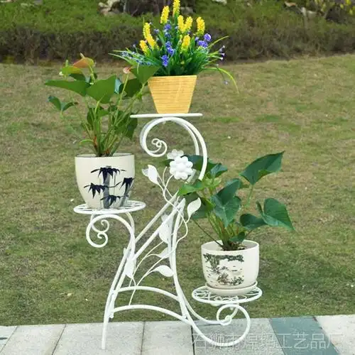 【焊玛铁艺花架室内阳台落地花盆架多层花架子欧式户外移动园艺花】