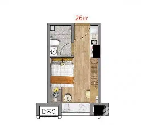绿地公寓26平_户型图 - 泰州好房网
